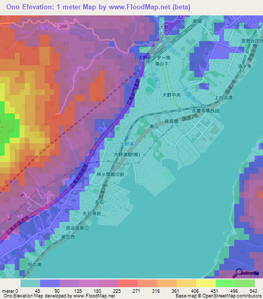 Ono,Japan Elevation Map