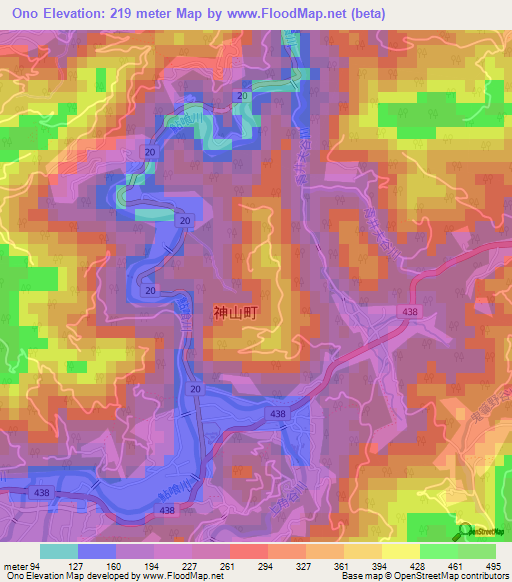 Ono,Japan Elevation Map
