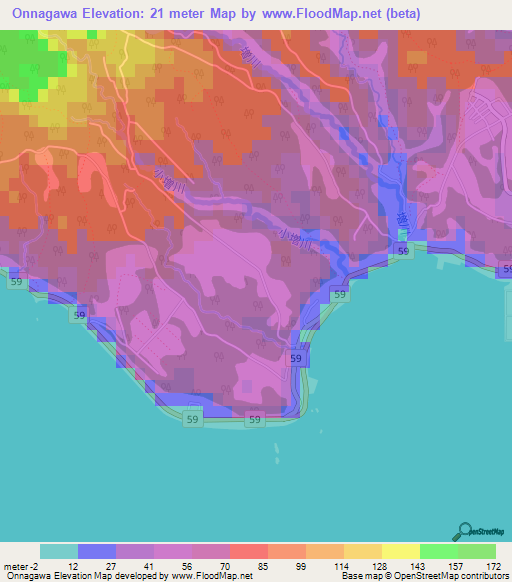 Onnagawa,Japan Elevation Map