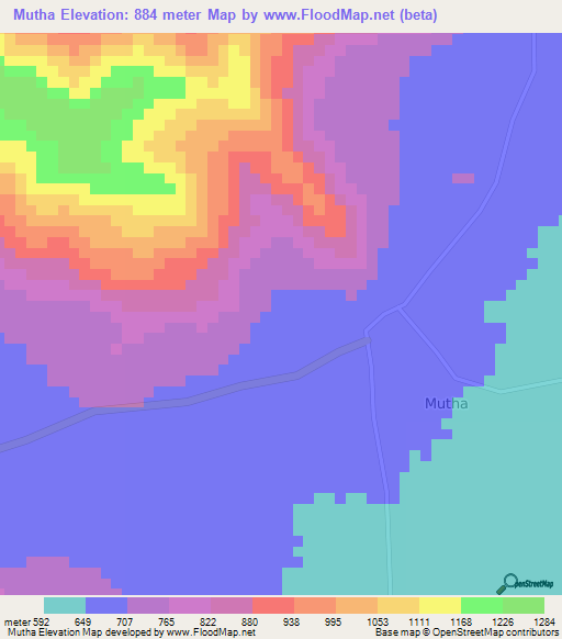 Mutha,Kenya Elevation Map