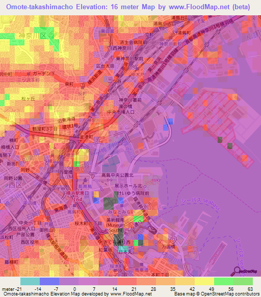 Omote-takashimacho,Japan Elevation Map