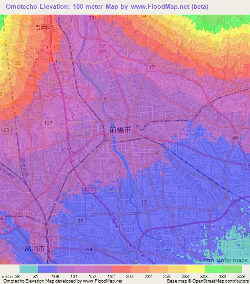 Omotecho,Japan Elevation Map