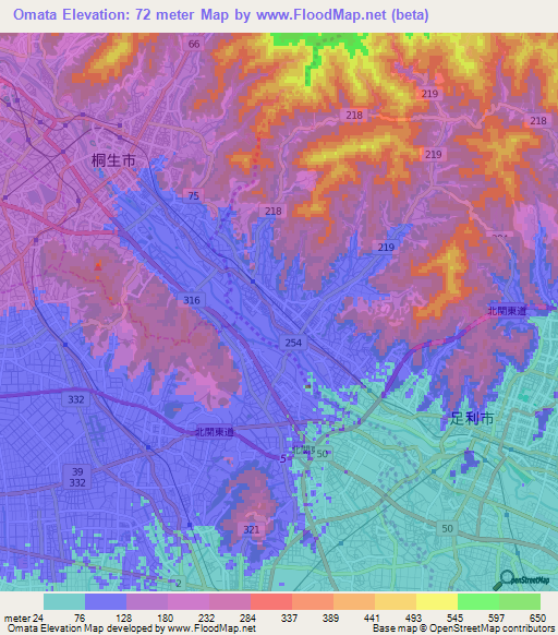 Omata,Japan Elevation Map