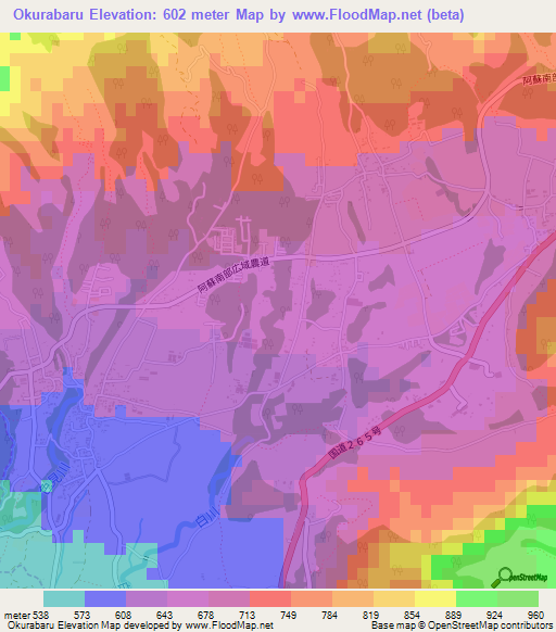 Okurabaru,Japan Elevation Map