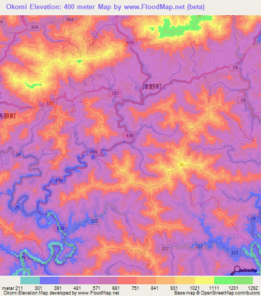 Okomi,Japan Elevation Map