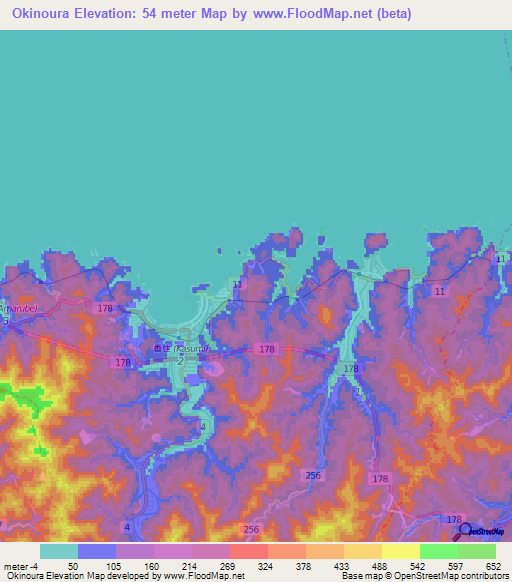 Okinoura,Japan Elevation Map