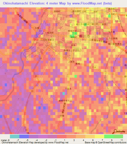 Okinohatamachi,Japan Elevation Map