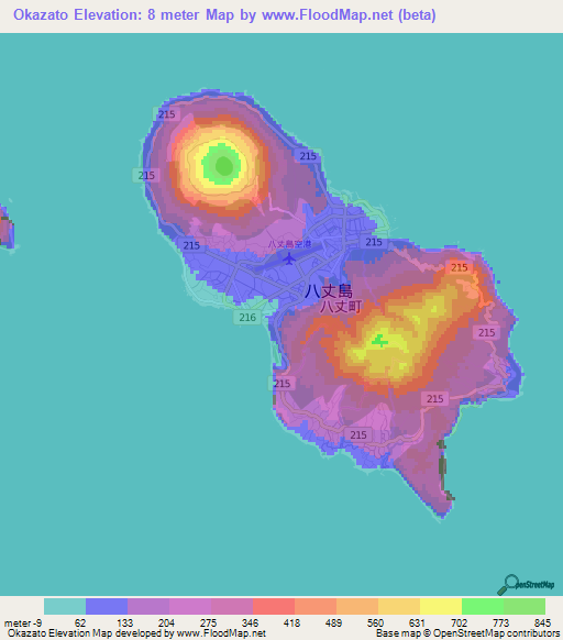 Okazato,Japan Elevation Map