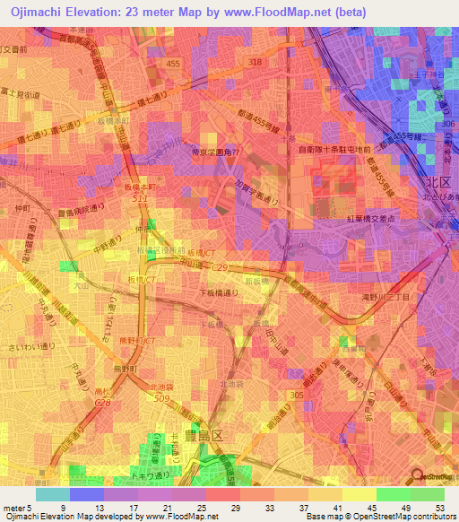 Ojimachi,Japan Elevation Map