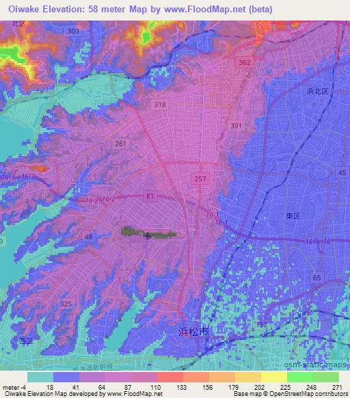 Oiwake,Japan Elevation Map