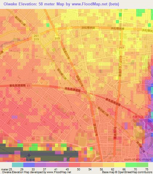 Oiwake,Japan Elevation Map