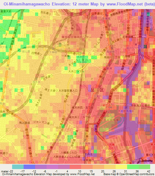 Oi-Minamihamagawacho,Japan Elevation Map