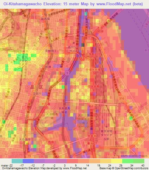 Oi-Kitahamagawacho,Japan Elevation Map