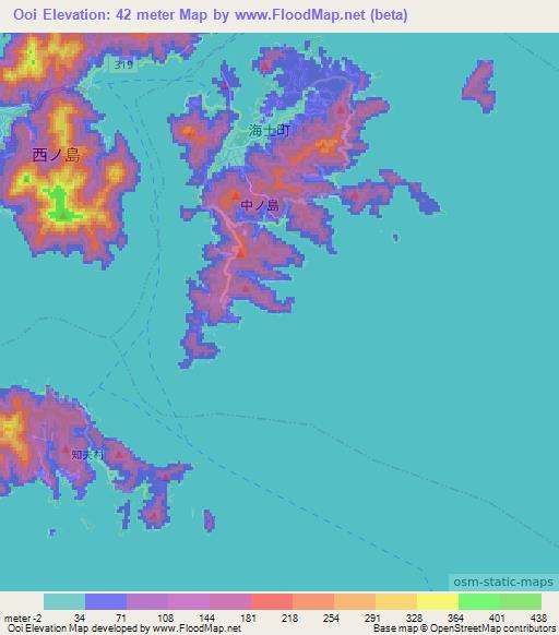 Ooi,Japan Elevation Map