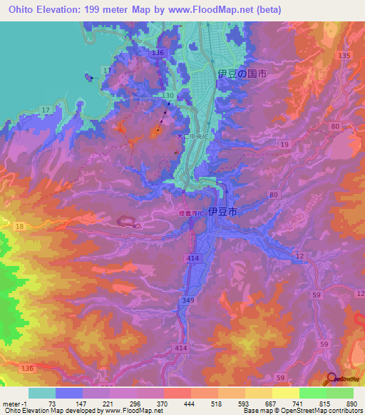 Ohito,Japan Elevation Map