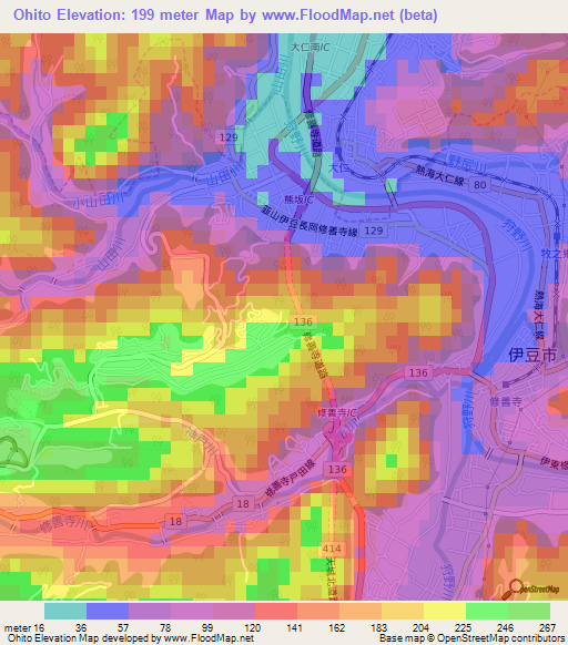 Ohito,Japan Elevation Map