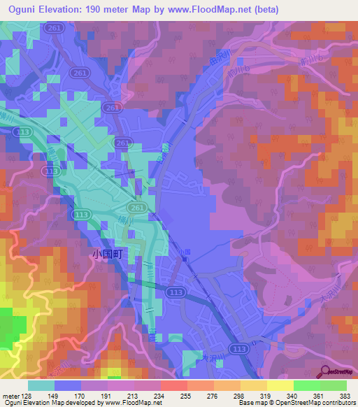 Oguni,Japan Elevation Map