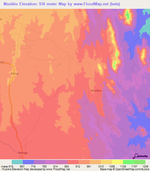 Musikio,Kenya Elevation Map