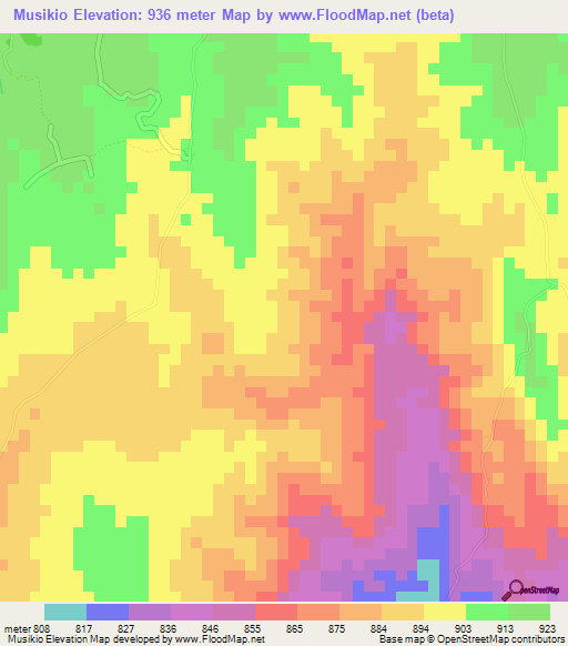 Musikio,Kenya Elevation Map