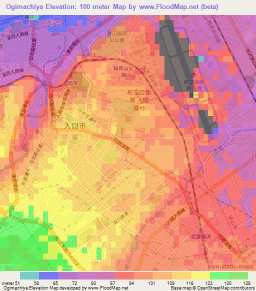 Ogimachiya,Japan Elevation Map