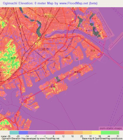 Ogimachi,Japan Elevation Map