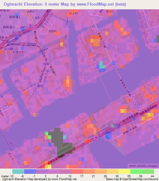 Ogimachi,Japan Elevation Map