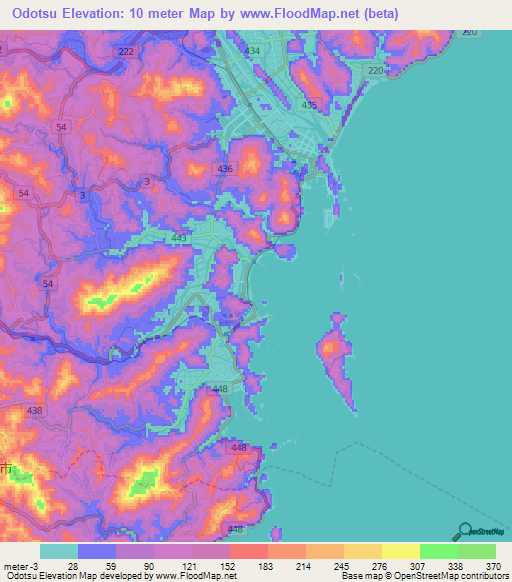 Odotsu,Japan Elevation Map