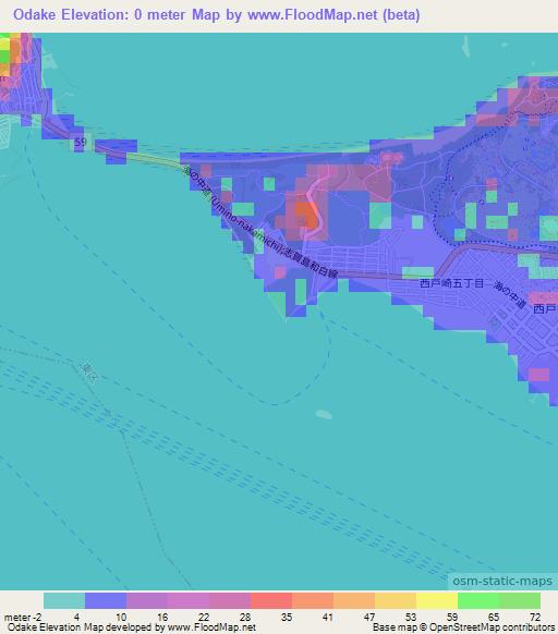 Odake,Japan Elevation Map