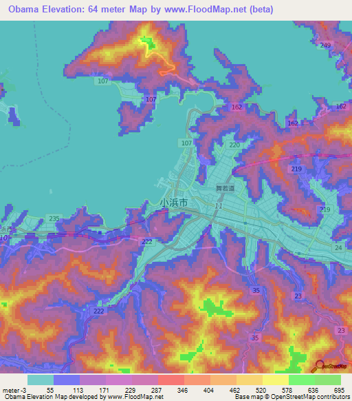Obama,Japan Elevation Map