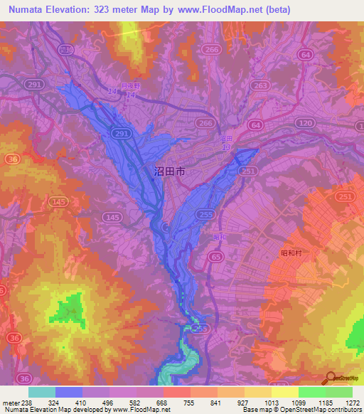 Numata,Japan Elevation Map