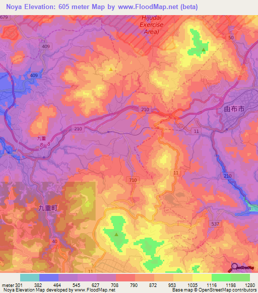Noya,Japan Elevation Map