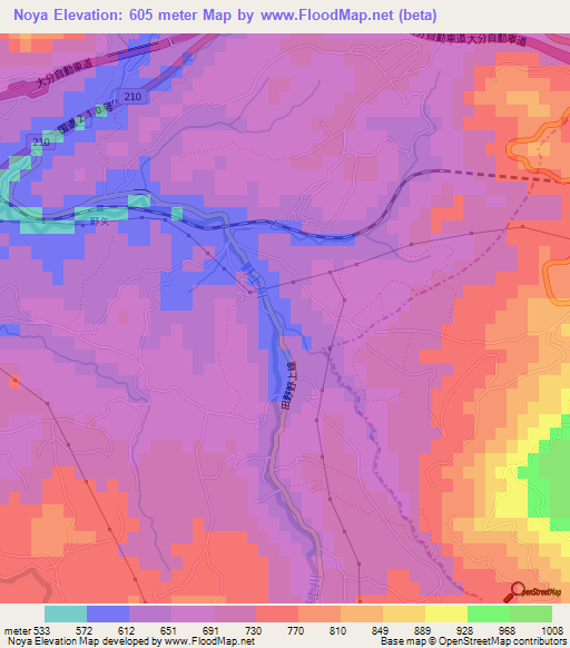 Noya,Japan Elevation Map