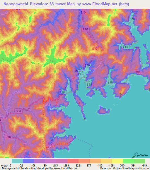 Nonogawachi,Japan Elevation Map