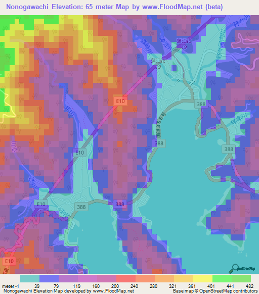 Nonogawachi,Japan Elevation Map