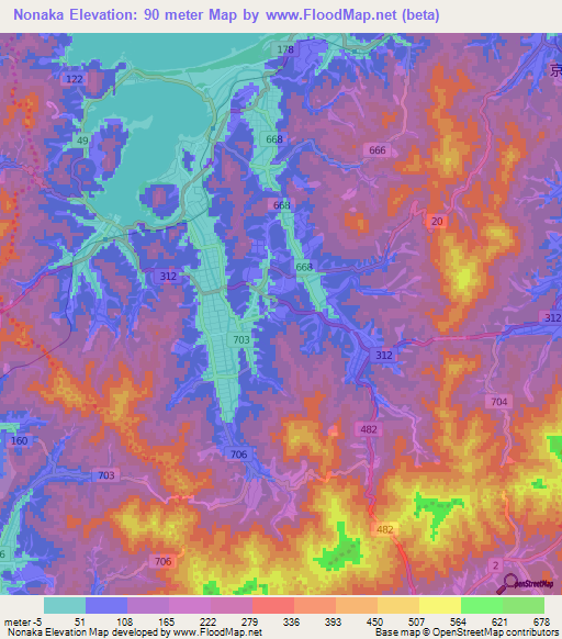 Nonaka,Japan Elevation Map