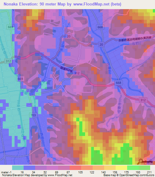 Nonaka,Japan Elevation Map