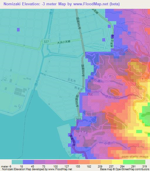 Nomizaki,Japan Elevation Map