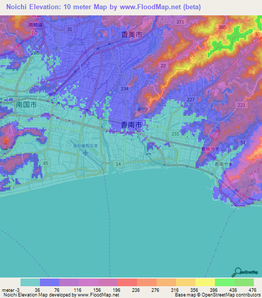 Noichi,Japan Elevation Map