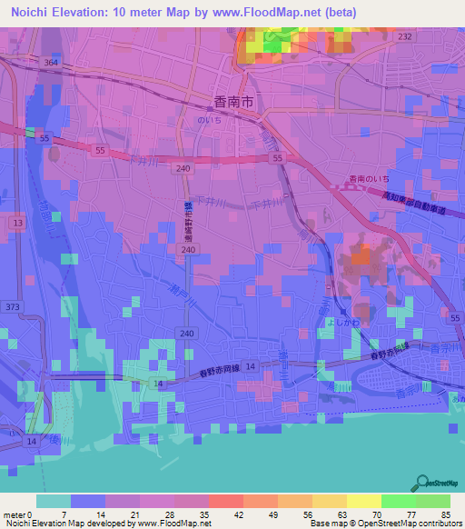 Noichi,Japan Elevation Map