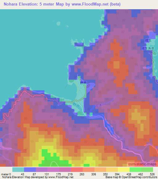 Nohara,Japan Elevation Map