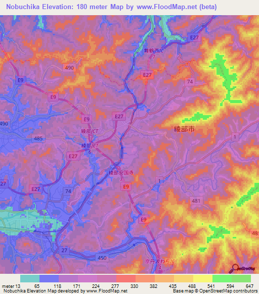 Nobuchika,Japan Elevation Map