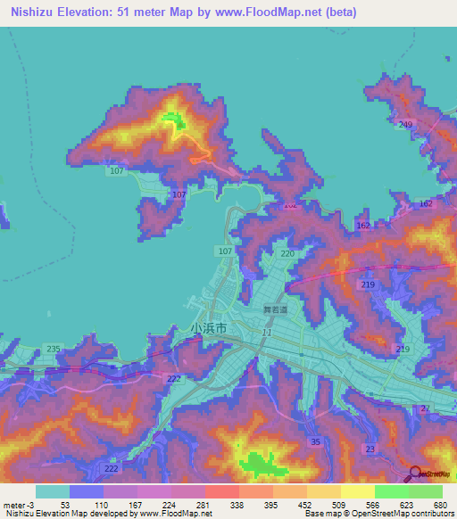 Nishizu,Japan Elevation Map