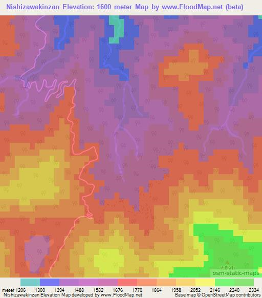 Nishizawakinzan,Japan Elevation Map