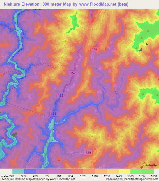 Nishiure,Japan Elevation Map