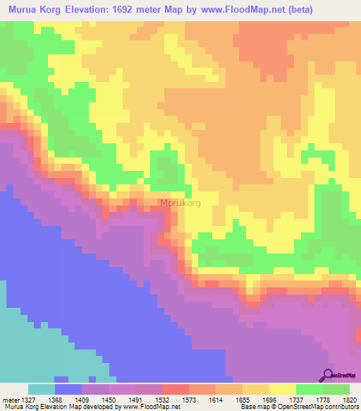 Murua Korg,Kenya Elevation Map