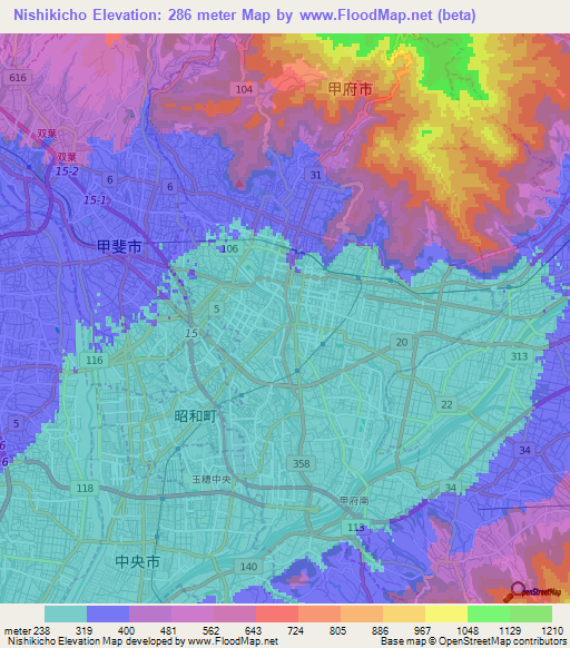 Nishikicho,Japan Elevation Map
