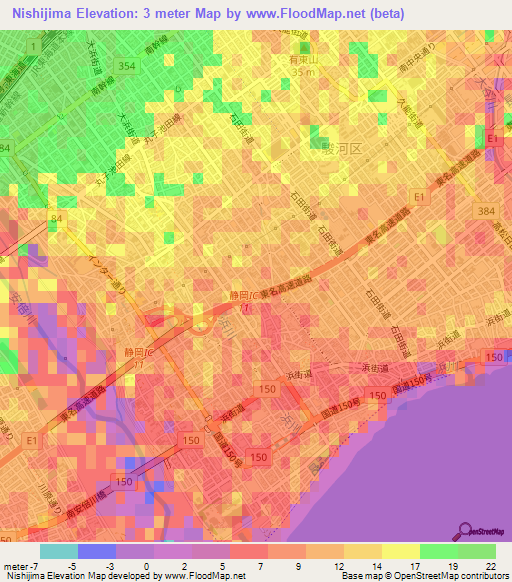 Nishijima,Japan Elevation Map