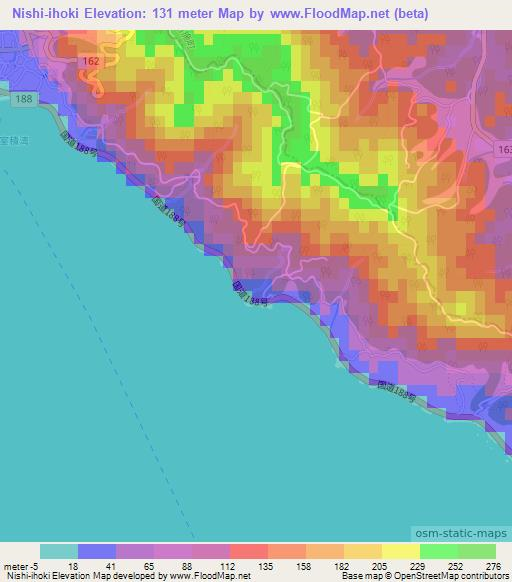 Nishi-ihoki,Japan Elevation Map