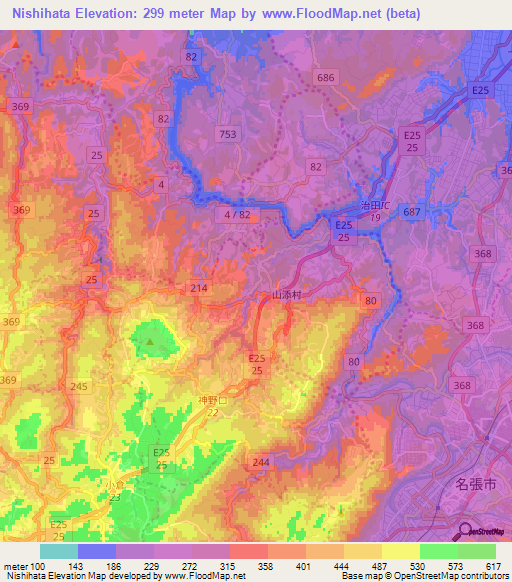 Nishihata,Japan Elevation Map