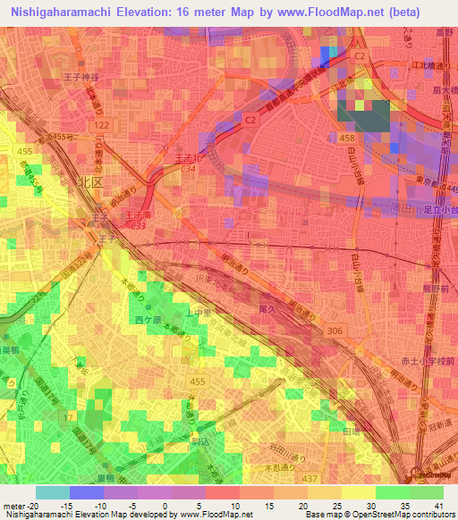 Nishigaharamachi,Japan Elevation Map